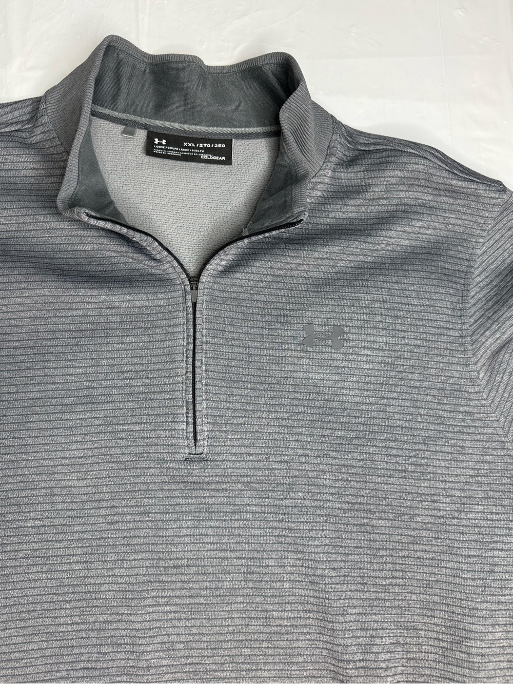Under Armour ColdGear 1/4 Zip Pullover XXL Gray Stripe Athletic Sweatshirt